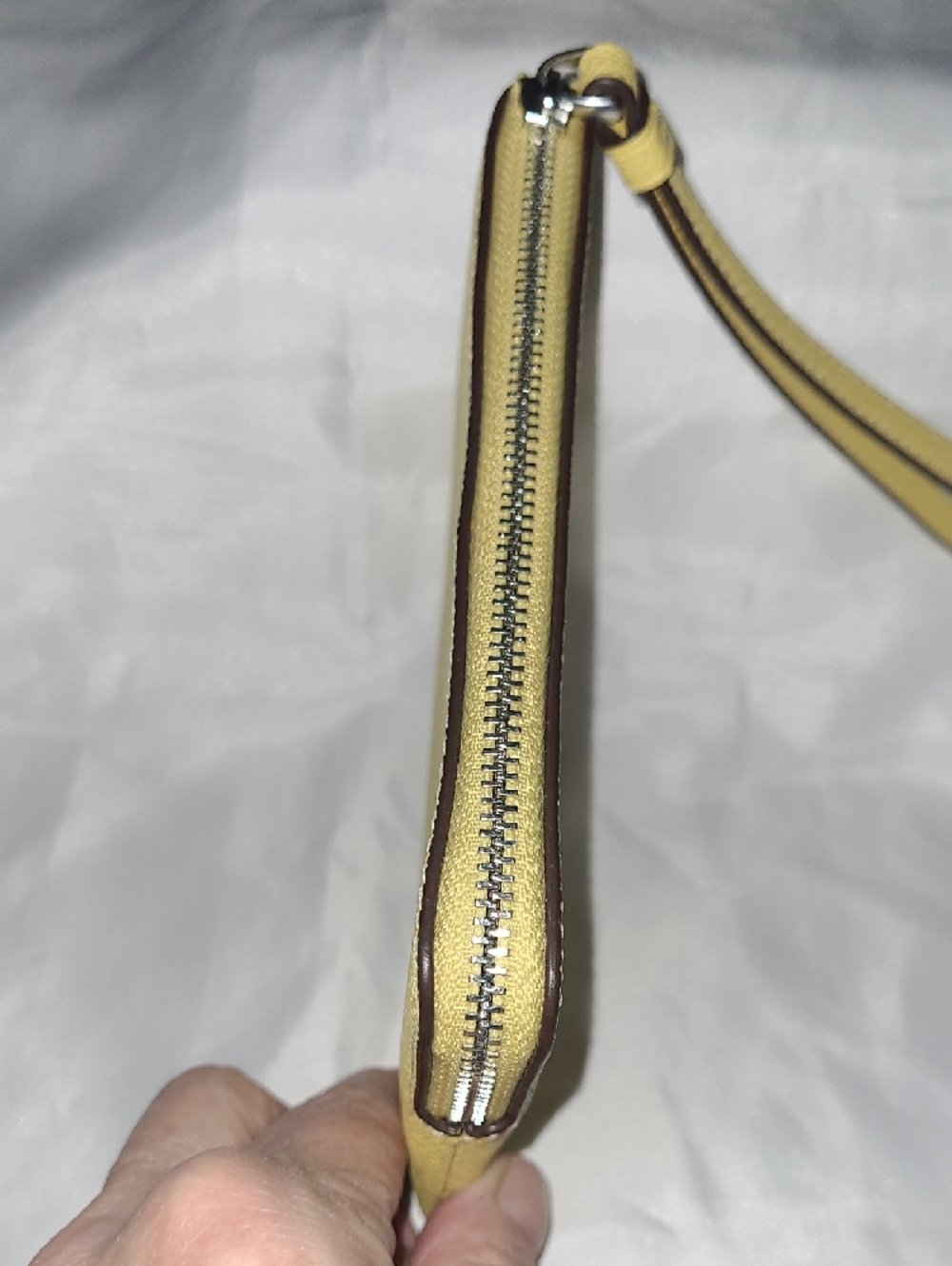 Coach Yellow Leather Corner Zip Wristlet with Strap - Picture 4 of 7